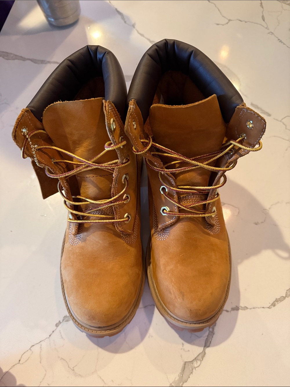 Timberland Tan Work Boots - Durable Outdoor Waterproof Youth 6.5 women’s 8